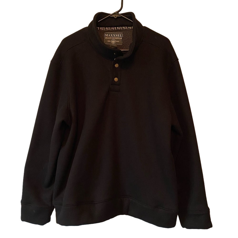 Maxxel Men's L Heavy Duty Outerwear‎ Fleece Sherpa Bonded Waffle Knit Pullover